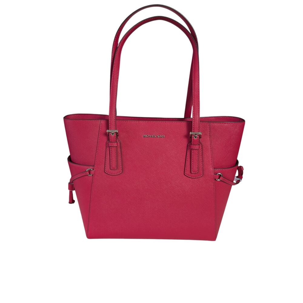 NWT Michael-Michael Kors Voyager Large East West Leather Tote in Dark Raspberry